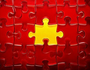 Heterogeneous Presence, Yellow Piece Floating in Red Puzzle