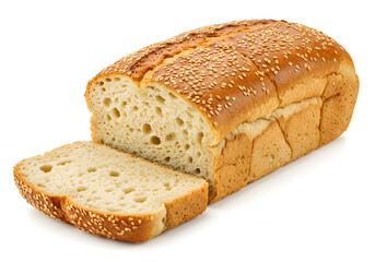 Fresh Sesame Loaf of Bread on White Background &ndash; High-Quality Bakery Image