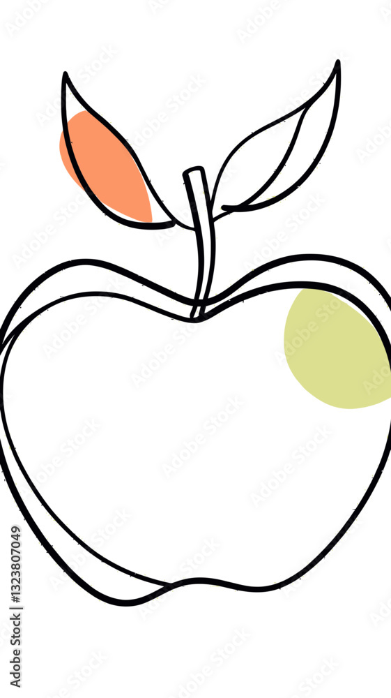 Aufkleber Continuous Line Apple Drawing Minimalist Style Vector for Modern Graphic Design