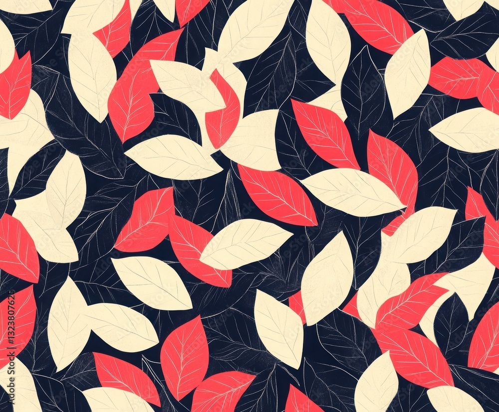Poster abstract leaf pattern: an elegant design showcasing an abstract pattern of leaves in a rich color pa