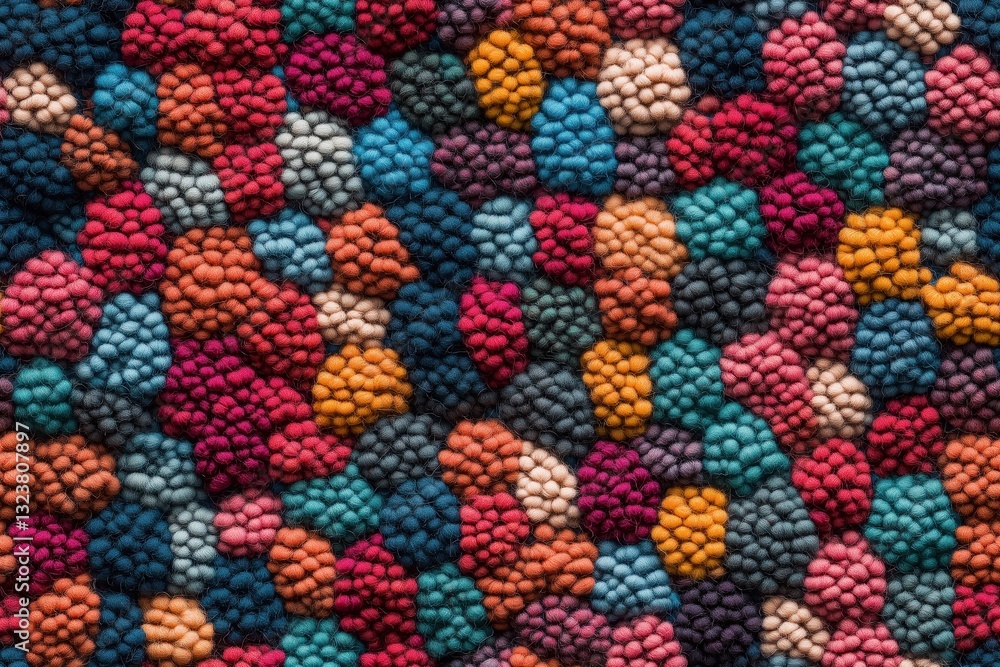 Poster seamless carpet colorful textured fabric, featuring a pattern of small, rounded shapes in various sh
