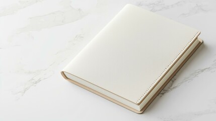 Elegant white notebook on marble desk, perfect for inspiring creativity and organization in your daily life.