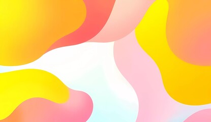Abstract vibrant summer background with flowing shapes. Warm shades of yellow, orange, turquoise, and pink create a lively, tropical feel. Smooth gradients and soft lighting bright, sunny atmosphere.
