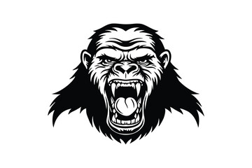 A black and white illustration of a roaring gorilla.eps