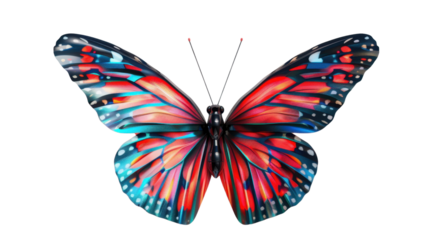 Colorful butterfly showing its beautiful wings on transparent background