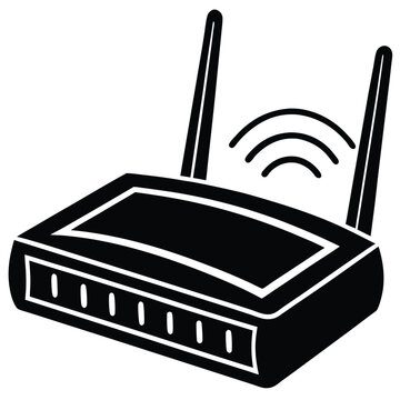 recommend clip art: Wireless network equipment icons depicting router and Wi-Fi connection symbols