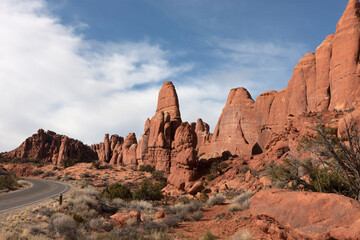 Fototapeta premium USA Arches National Park on a cloudy spring day