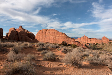 USA Arches National Park on a cloudy spring day