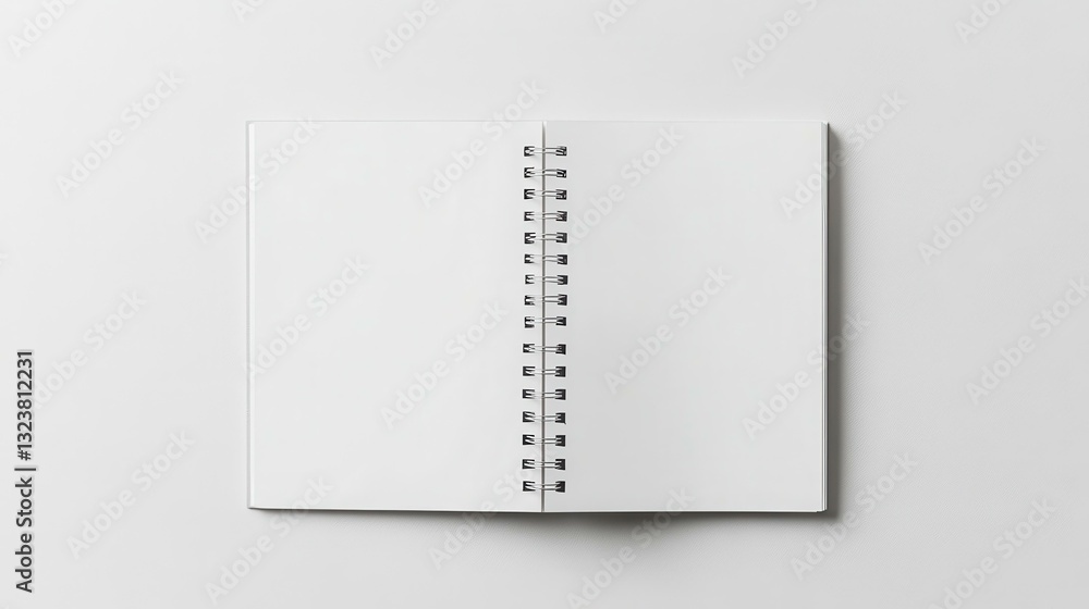 Poster open spiral notebook on a white background, ready for notes or sketches.