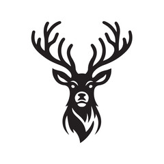 Powerful Black and White Deer Silhouette Logo