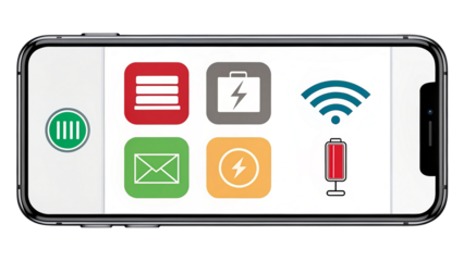 Mobile Notification Icons Bar with Battery and Wi-Fi Icons Vector Illustration on White Background
