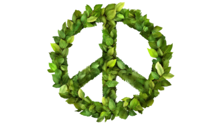 leaf peace symbol isolated on white background