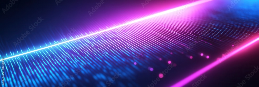 Aufkleber Vibrant abstract digital pattern with glowing neon lines and subtle grid design in striking blue and purple shades