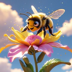 Naklejka premium bee on flower