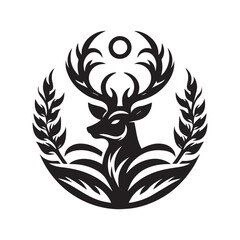 Obraz premium Powerful Black and White Deer Silhouette Logo