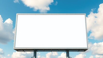 Fototapeta premium Advertising billboard, blank billboard against blue sky, Billboard images, Blank Billboard on a Sunny Day ,Ideal for Advertisement Mockups, Empty billboard images,