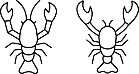 Crawfish Icon Set – Seafood, Cajun Cuisine & Marine Symbols in EPS