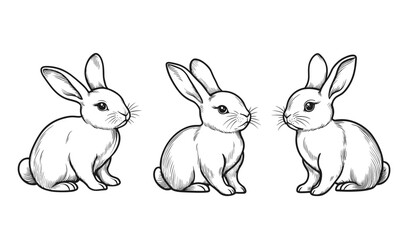 Fototapeta premium Adorable bunnies vector, flat style icons set.