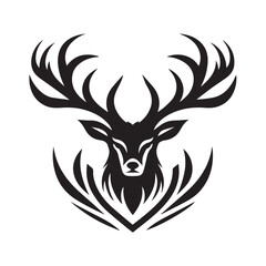 Obraz premium Powerful Black and White Deer Silhouette Logo