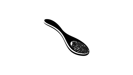 Coriander on a spoon, black isolated silhouette