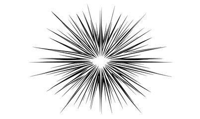 Fototapeta premium Explosive abstract starburst design with radial lines, black and white, vector, linear icons set.