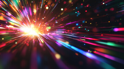 Obraz premium Blurred rainbow refraction overlay effect. Light lens prism effect on black background. Holographic reflection, crystal flare leak shadow overlay. Colorful rainbow disco ball light leaks texture