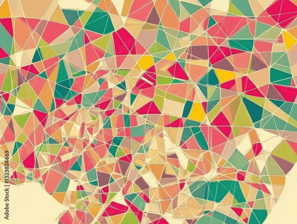 Poster abstract mosaic pattern with irregular shapes and lines in a variety of colors. modern design with v