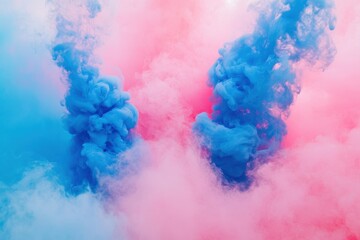 Fototapeta premium Vibrant gender reveal celebration with smoke bombs outdoor venue photography colorful atmosphere close-up view exciting concept of gender reveal party