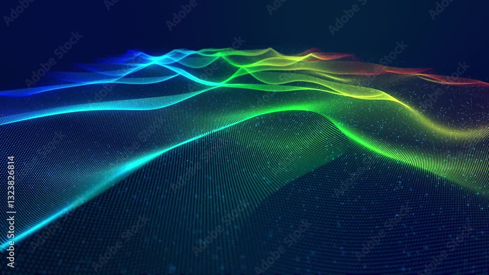 Poster motion graphics, motion design with glowing particles for various events. wide viewing angle, smooth
