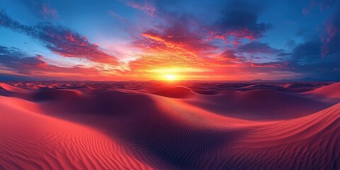 Obraz premium Surreal Desert Landscape at Sunset with Vibrant Colors and Mystical Atmosphere