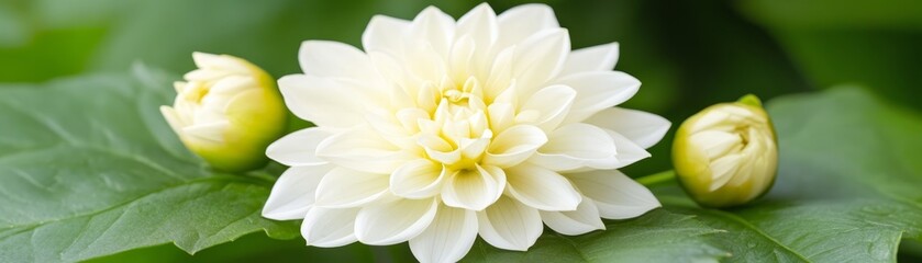 Obraz premium White flower in bloom closeup of natural beauty amidst green foliage