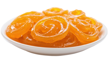 indian sweet jalebi plate isolated on white background