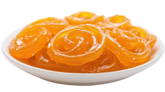 indian sweet jalebi plate isolated on white background