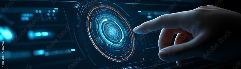 Poster hand immersed in futuristic interface glimpse into interactive technology