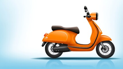Fototapeta premium Orange retro scooter isolated on white background