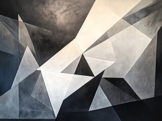 Abstract Grayscale Geometric Painting