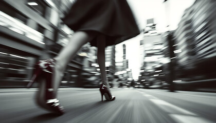 ファンタジーストーリー（モノクロームに刻まれた、一瞬のモノローグ&mdash;都会の街並みを颯爽と駆け抜ける女性）