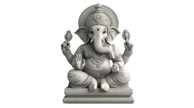 Ganesh indian God sculpture isolated on white background - Powered by Adobe