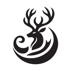 Obraz premium Powerful Black and White Deer Silhouette Logo