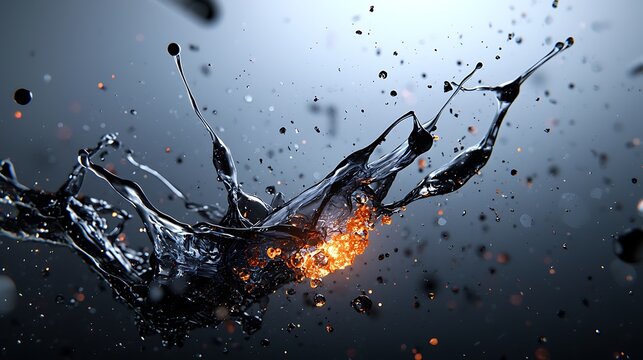 Captivating Splash of Water with Dynamic Droplets Against a Dark Background
