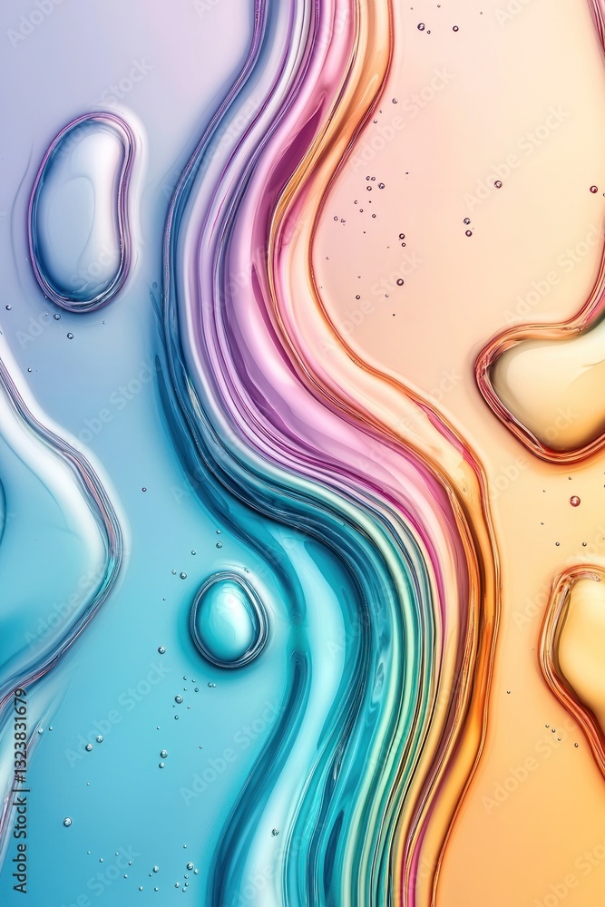 Poster Fluid art background with flowing iridescent colors in abstract design