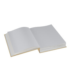An open book with blank pages, perfect for writing or reading isolated on white