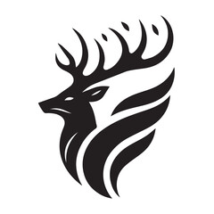 Obraz premium Powerful Black and White Deer Silhouette Logo