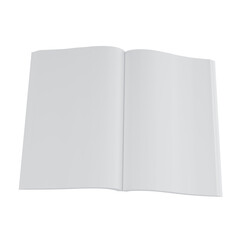 Open book with blank pages, perfect for mockup or presentation. isolated on white