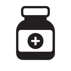 Obraz premium Black medicine bottle with cross icon