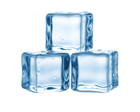 Fototapeta Three ice cubes on a transparent background