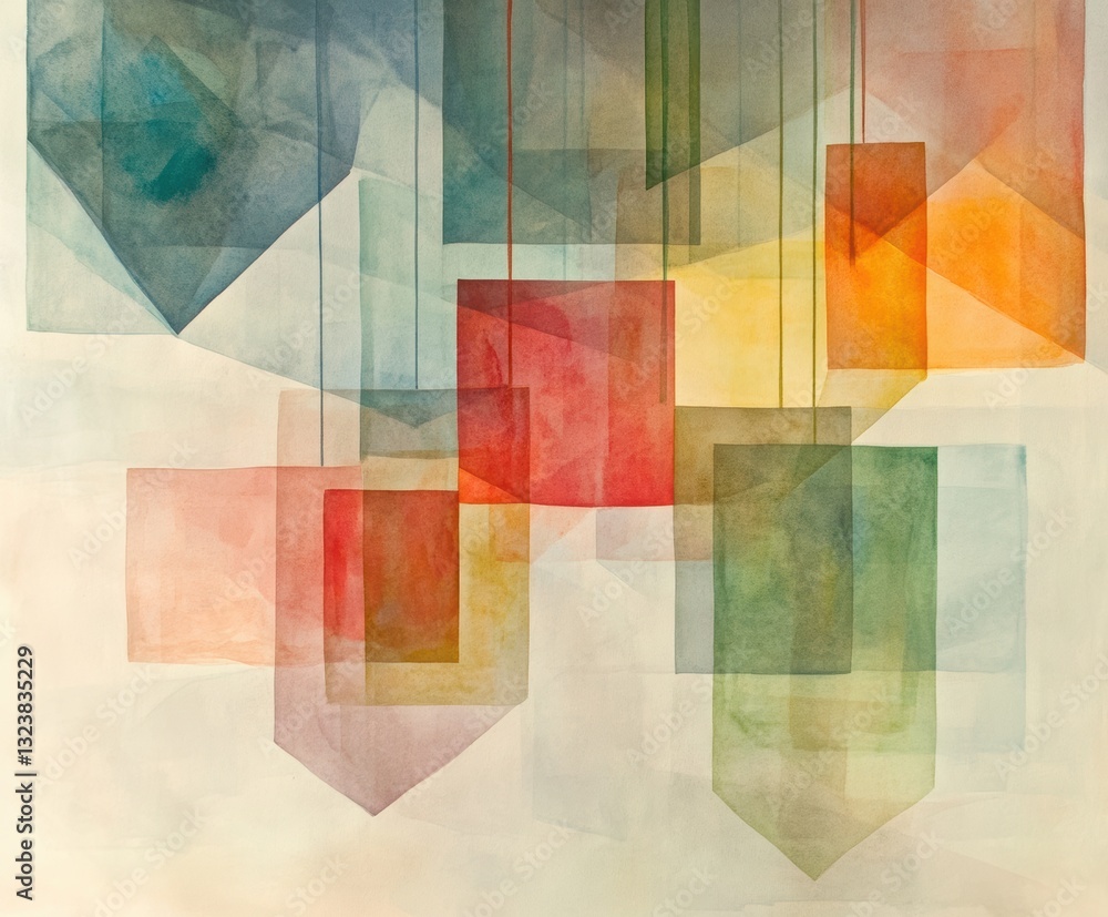 Poster abstract geometric shapes: a mesmerizing display of vibrant, overlapping geometric shapes. these sha