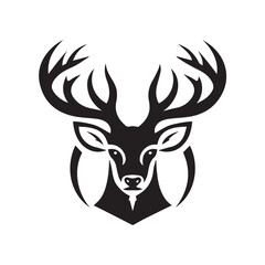 Fototapeta premium Powerful Black and White Deer Silhouette Logo