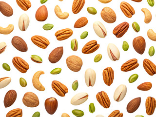 Mixed nuts background, healthy food pattern.