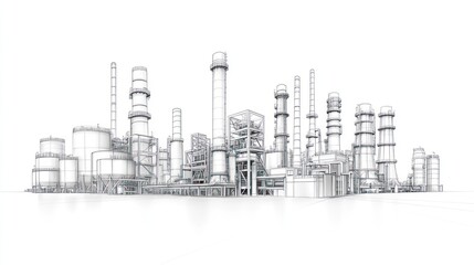 Industrial Refinery Complex: Architectural Design Sketch